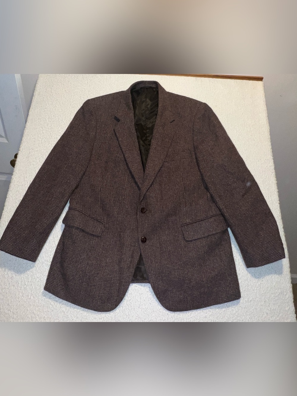 Vintage Joe Namath Signature Collection Tweed Blazer Men's 46R Brown 100% Wool